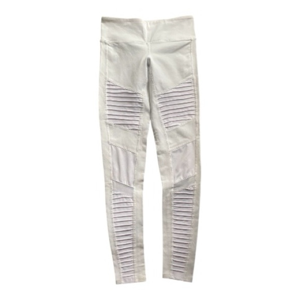 ALO-YOGA-HIGH WAISTED MOTO LEGGINGS-WHITE-SIZE XS